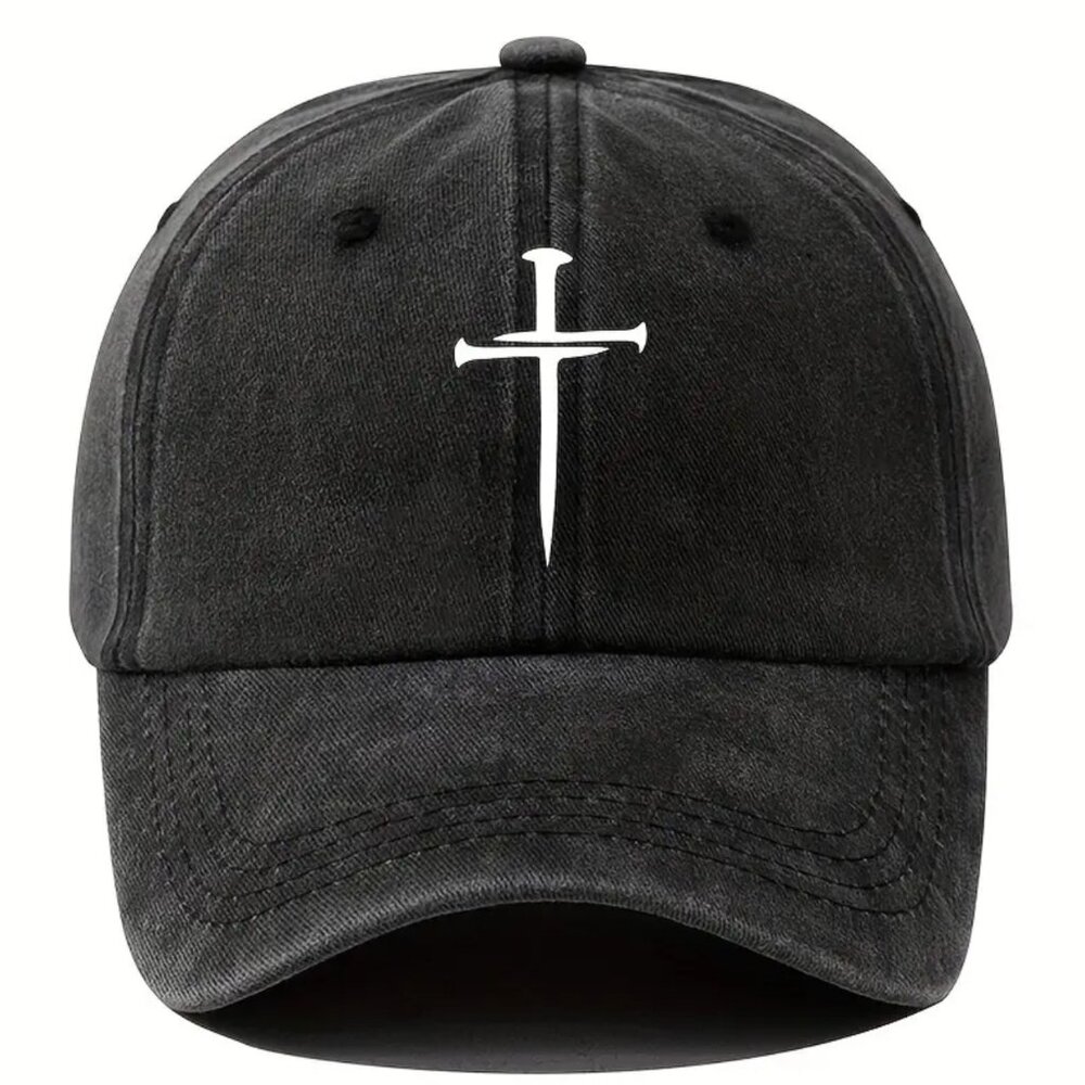 HEPANDY EMBROIDED THREE NAILS CROSS BASEBALL HAT